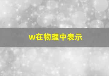 w在物理中表示