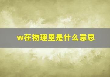 w在物理里是什么意思