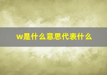 w是什么意思代表什么