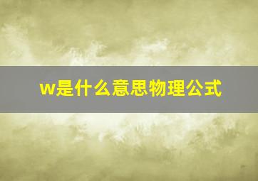 w是什么意思物理公式