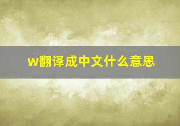 w翻译成中文什么意思