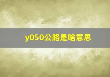 y050公路是啥意思