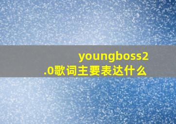 youngboss2.0歌词主要表达什么