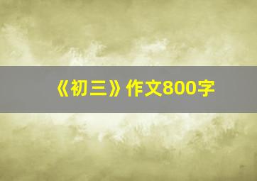 《初三》作文800字