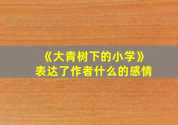 《大青树下的小学》表达了作者什么的感情