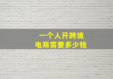 一个人开跨境电商需要多少钱