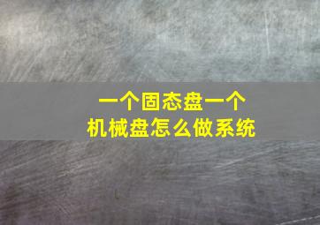 一个固态盘一个机械盘怎么做系统