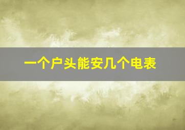 一个户头能安几个电表