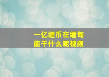 一亿缅币在缅甸能干什么呢视频