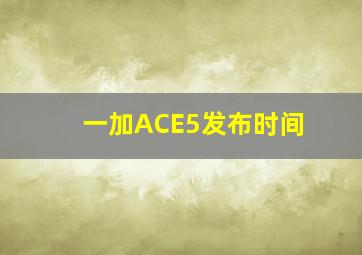 一加ACE5发布时间