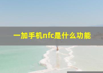 一加手机nfc是什么功能