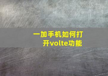 一加手机如何打开volte功能