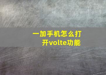 一加手机怎么打开volte功能