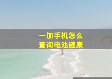 一加手机怎么查询电池健康