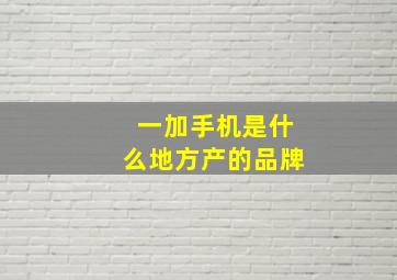 一加手机是什么地方产的品牌