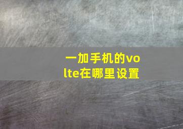 一加手机的volte在哪里设置