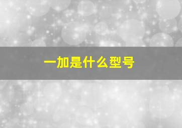 一加是什么型号