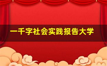 一千字社会实践报告大学