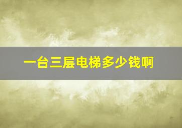 一台三层电梯多少钱啊