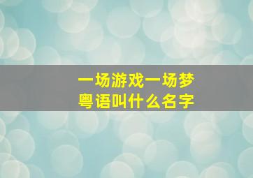 一场游戏一场梦粤语叫什么名字