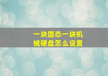 一块固态一块机械硬盘怎么设置