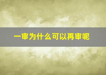 一审为什么可以再审呢