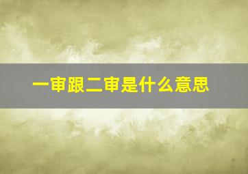 一审跟二审是什么意思