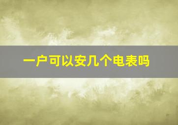 一户可以安几个电表吗