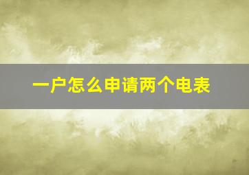 一户怎么申请两个电表