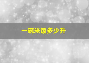 一碗米饭多少升