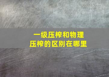 一级压榨和物理压榨的区别在哪里