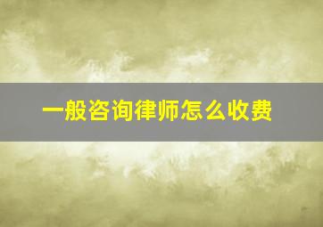 一般咨询律师怎么收费