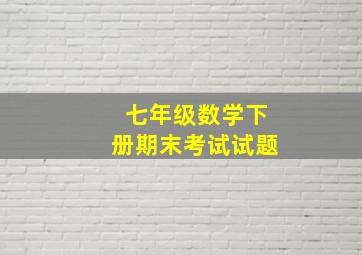 七年级数学下册期末考试试题