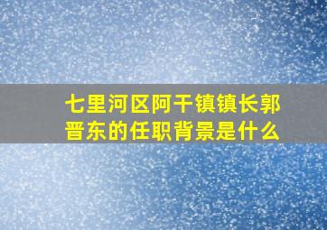 七里河区阿干镇镇长郭晋东的任职背景是什么