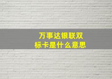 万事达银联双标卡是什么意思