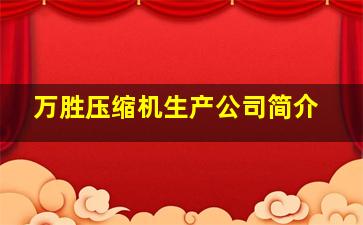 万胜压缩机生产公司简介