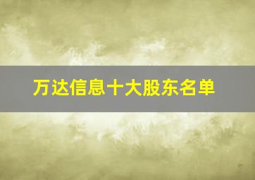 万达信息十大股东名单