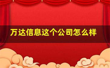 万达信息这个公司怎么样