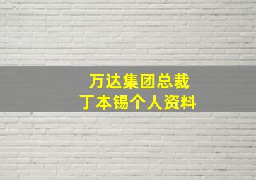 万达集团总裁丁本锡个人资料