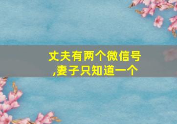 丈夫有两个微信号,妻子只知道一个