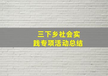 三下乡社会实践专项活动总结