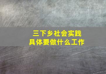 三下乡社会实践具体要做什么工作