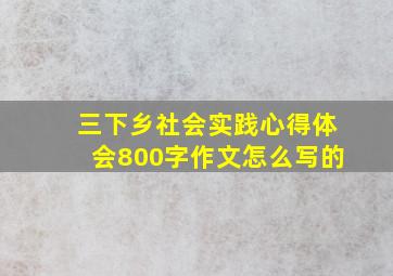 三下乡社会实践心得体会800字作文怎么写的