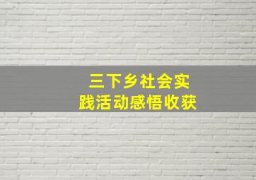 三下乡社会实践活动感悟收获