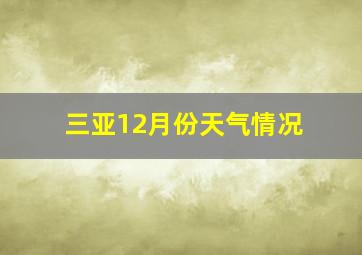 三亚12月份天气情况