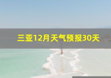 三亚12月天气预报30天