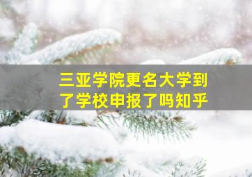 三亚学院更名大学到了学校申报了吗知乎