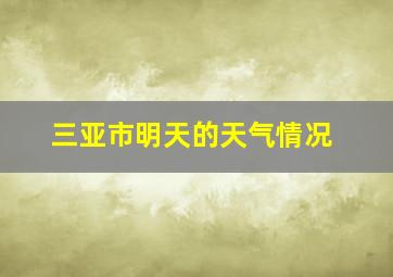 三亚市明天的天气情况