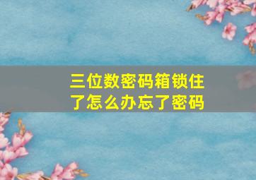 三位数密码箱锁住了怎么办忘了密码