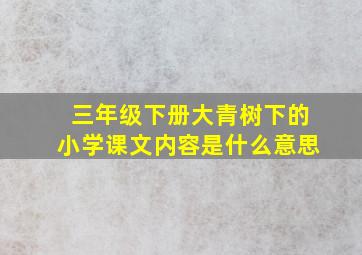 三年级下册大青树下的小学课文内容是什么意思